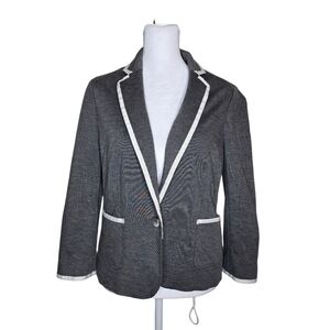 Banana Republic Womens Gray And White Stripe Ponte Knit Rowing Blazer Size 4
